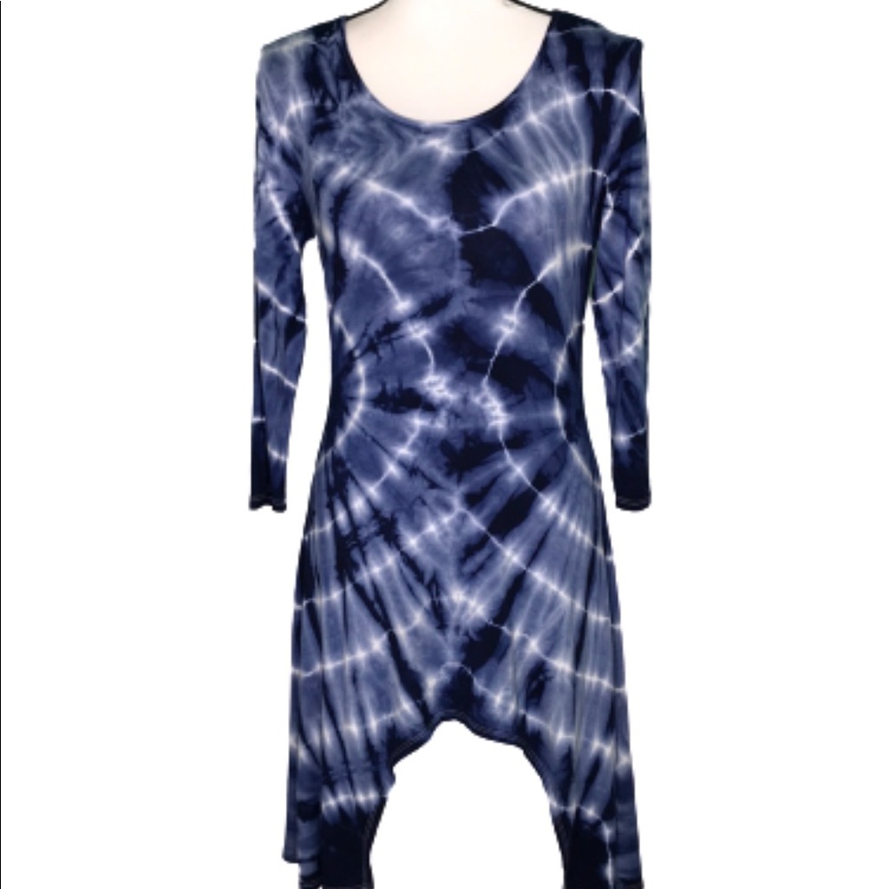 BETSEY RED COUTURE NAVY BLUE WHITE TIE DYE TUNIC